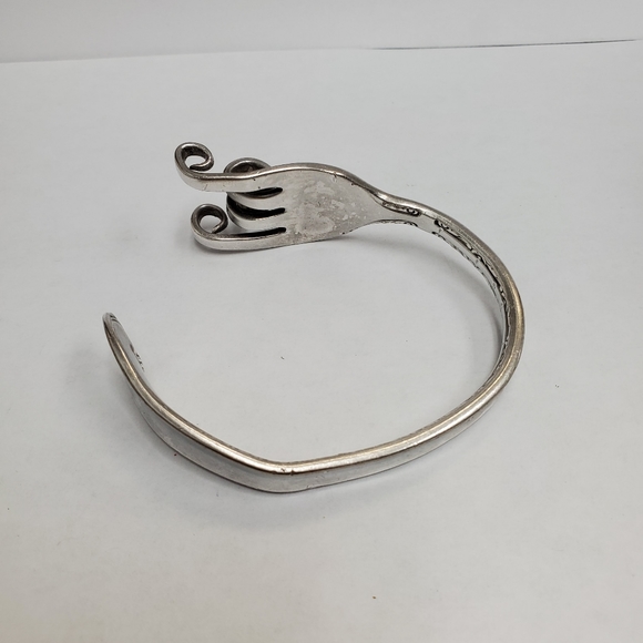 Handmade Sterling Silver Fork Bracelet and Pendant Set. 1970'S - Picture 5 of 6